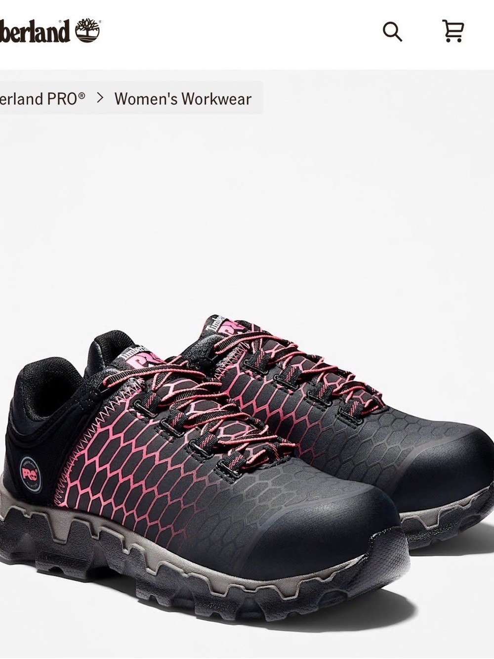 Timberland PRO Women's Black and Pink Slip-Resistant Athletic Work Shoes